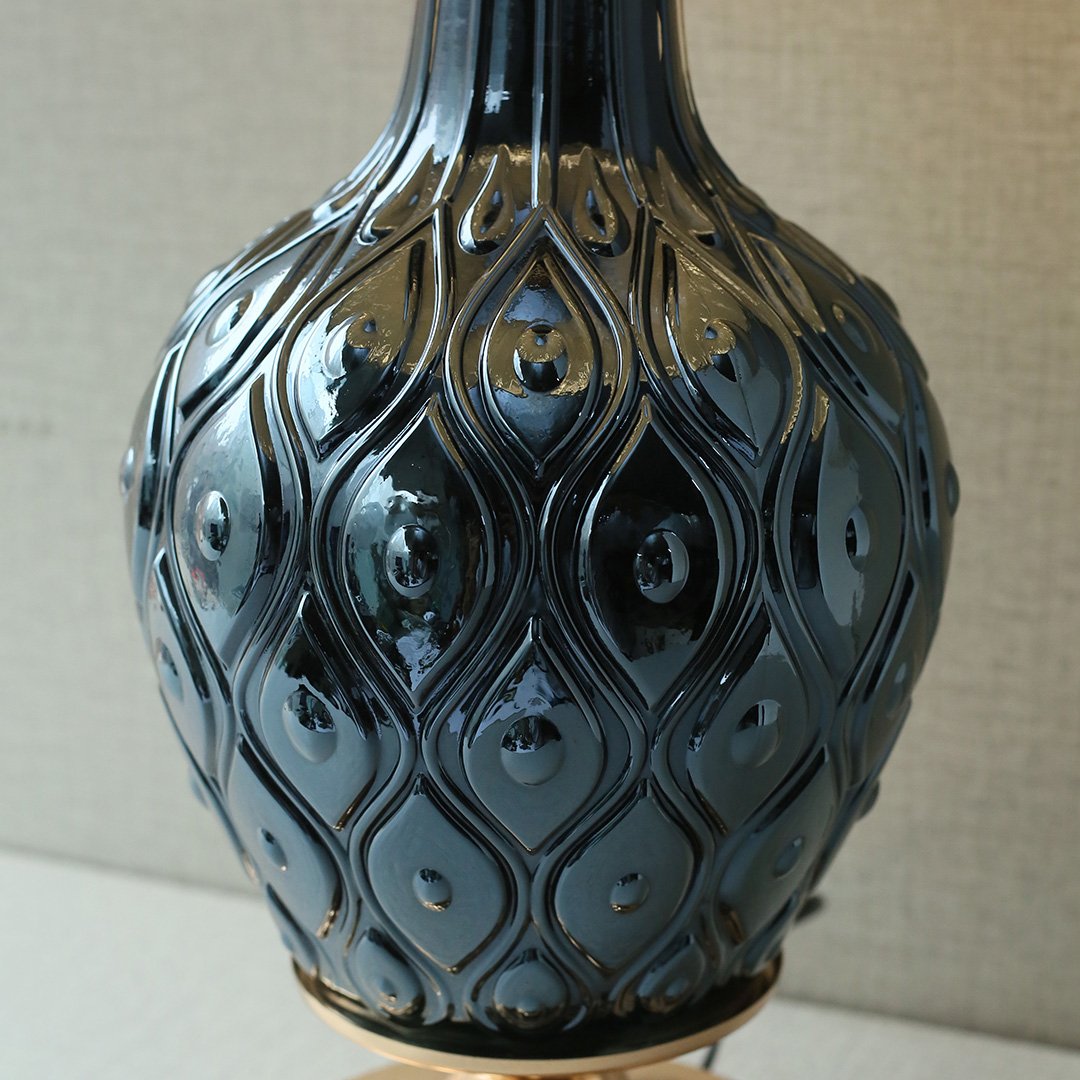 Black Glass Model H . 01 Table Lamp (Pair) - Image 3