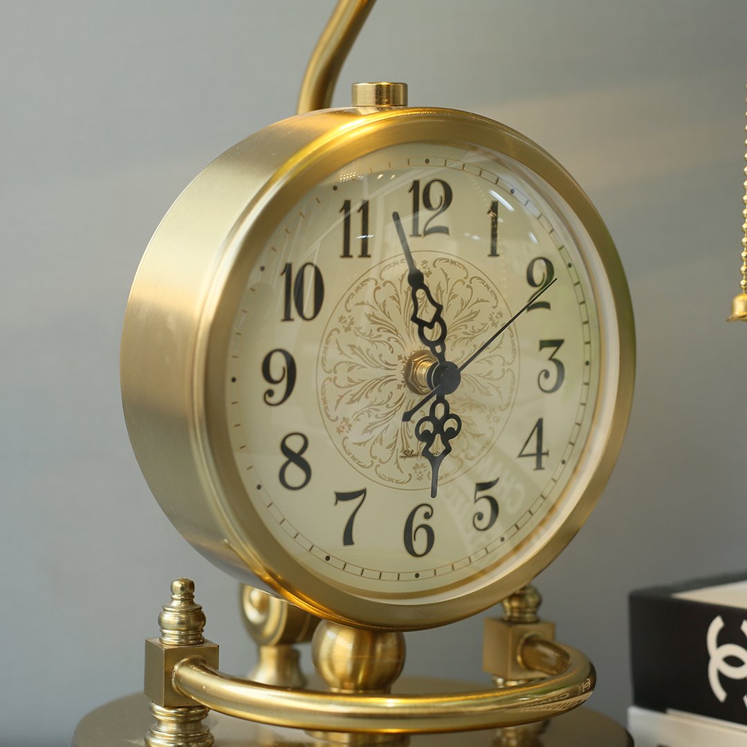 Green Glass Banker with Built-In Clock Study Lamp (Each) - Image 3