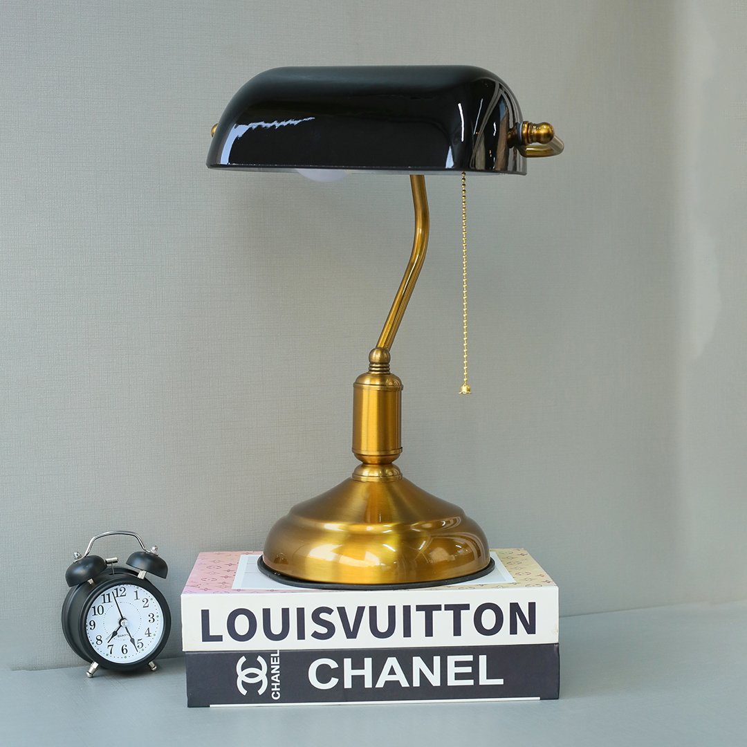 Black Glass Banker Study Lamp(Each) - Image 3
