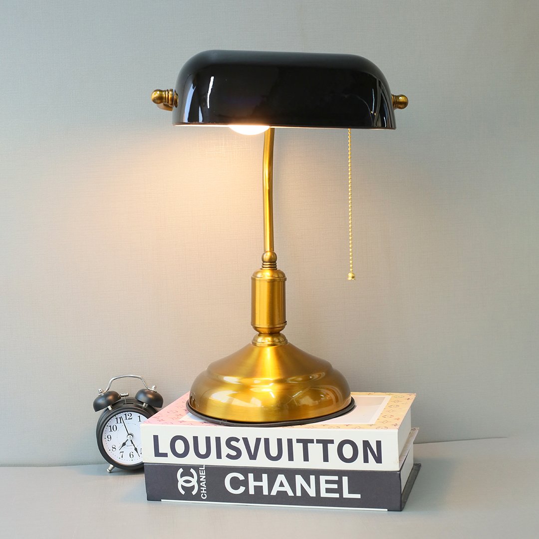 Black Glass Banker Study Lamp(Each) - Image 2