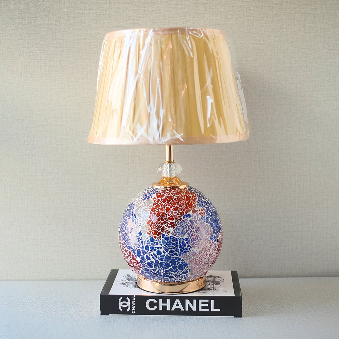 Turkish MD-200 Round Shape Glass Table Lamps (Pair) - Image 2