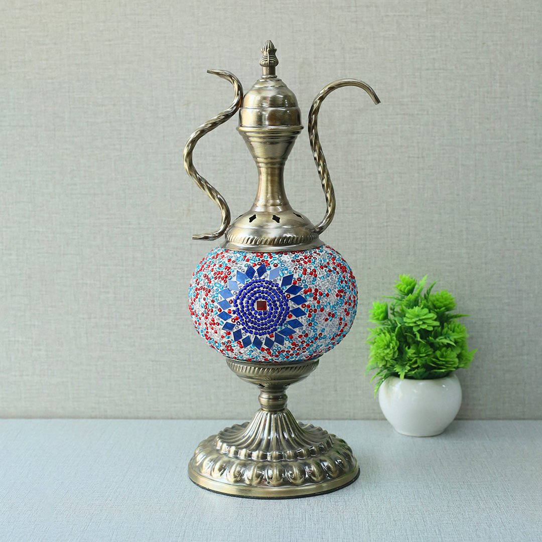 Turkish Teapot Moroccan (B) Glass Table Lamps (Pair) - Image 3