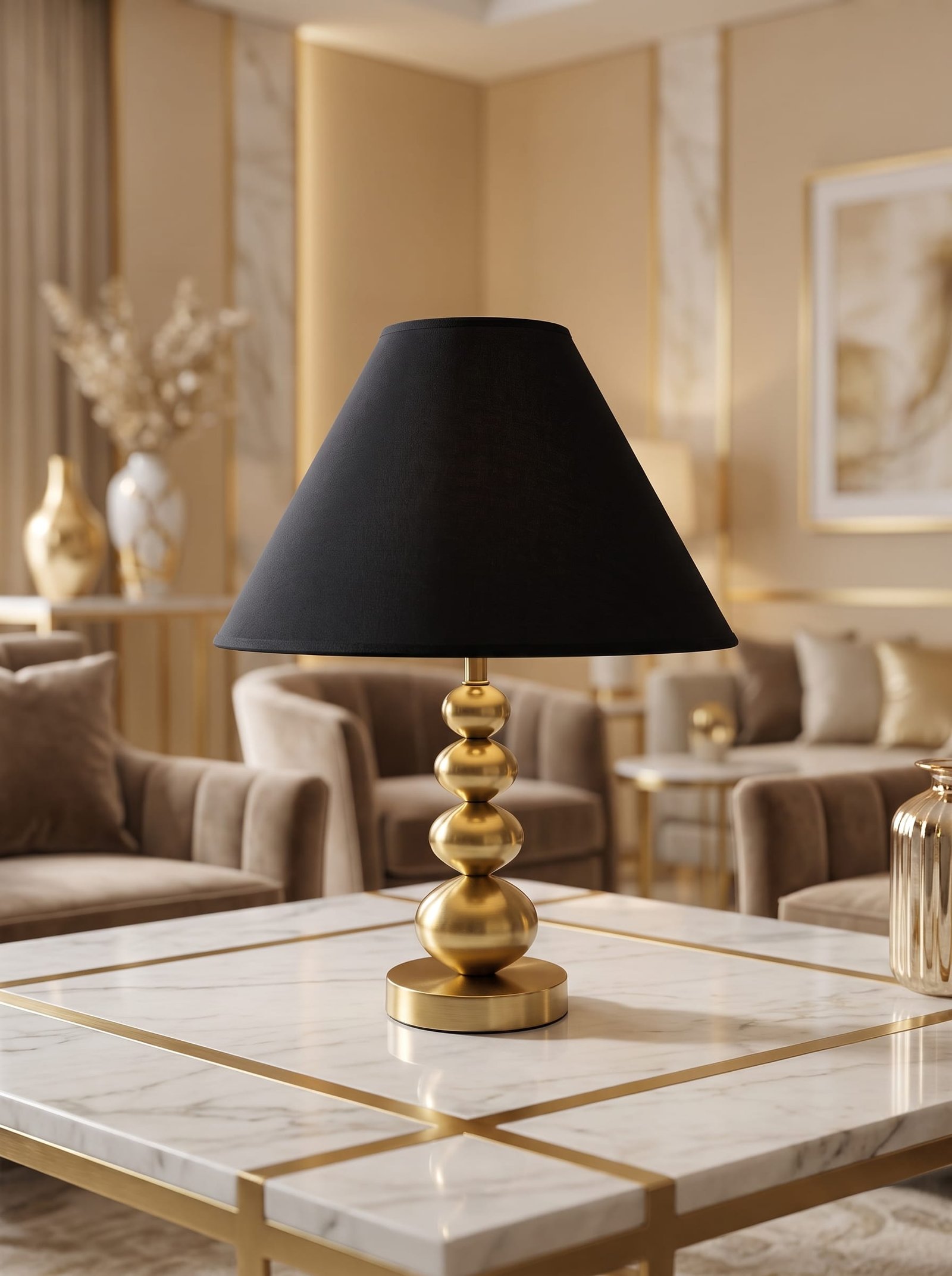Obsidian Gold Lamp (Pair)