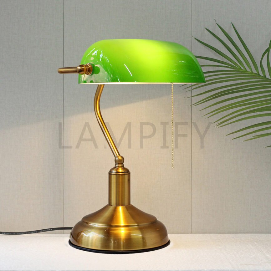 Green Glass Banker Study Lamp(Each)