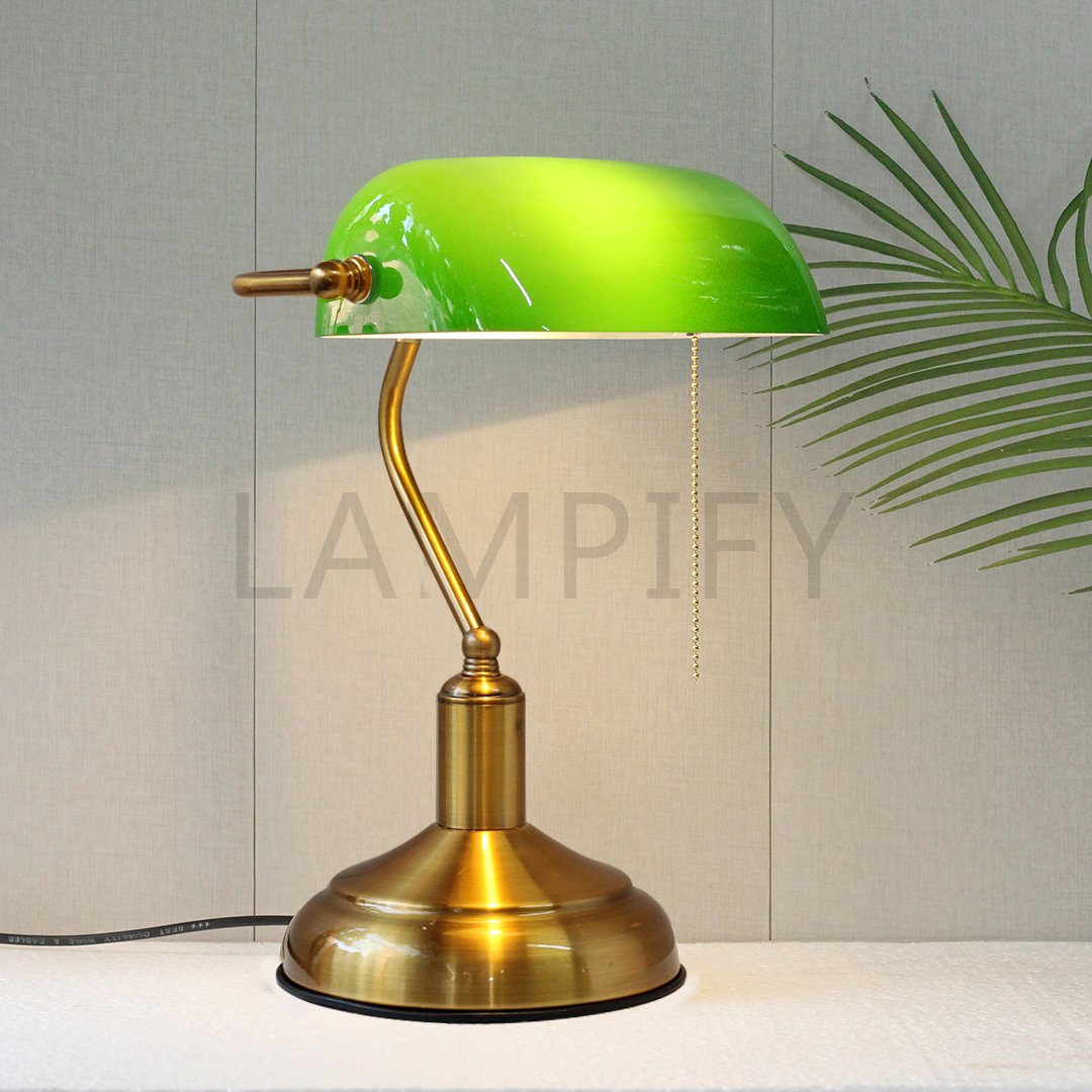 Green Glass Banker Study Lamp(Each)