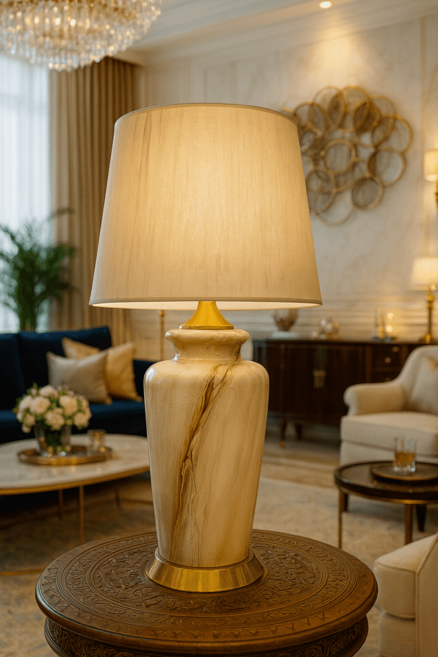Golden Silkstone Table Lamp (Pair)