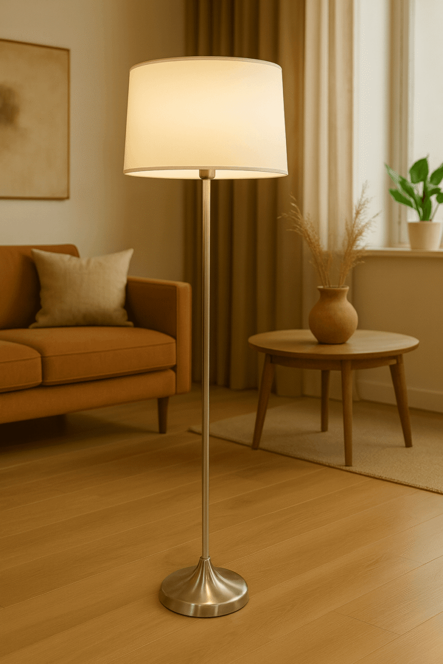 IKEA Style Metal Silver Floor Lamp