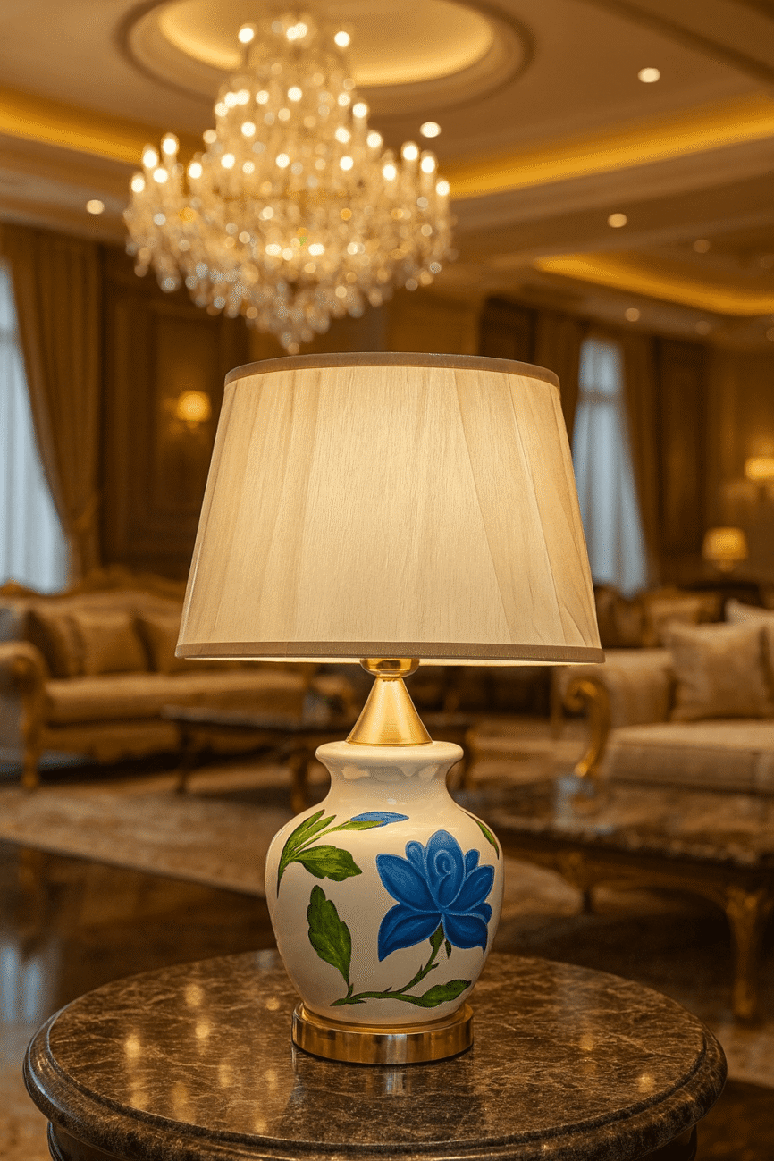 Blue Flowers Table Lamp (Pair)