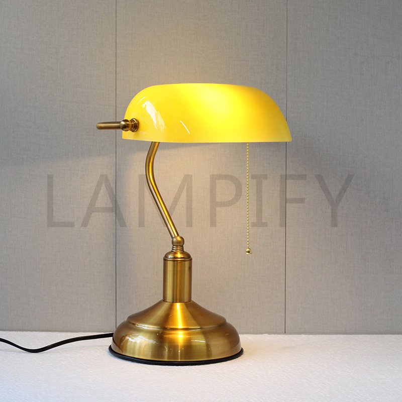 Yellow Glass Banker Study Lamp (Each)