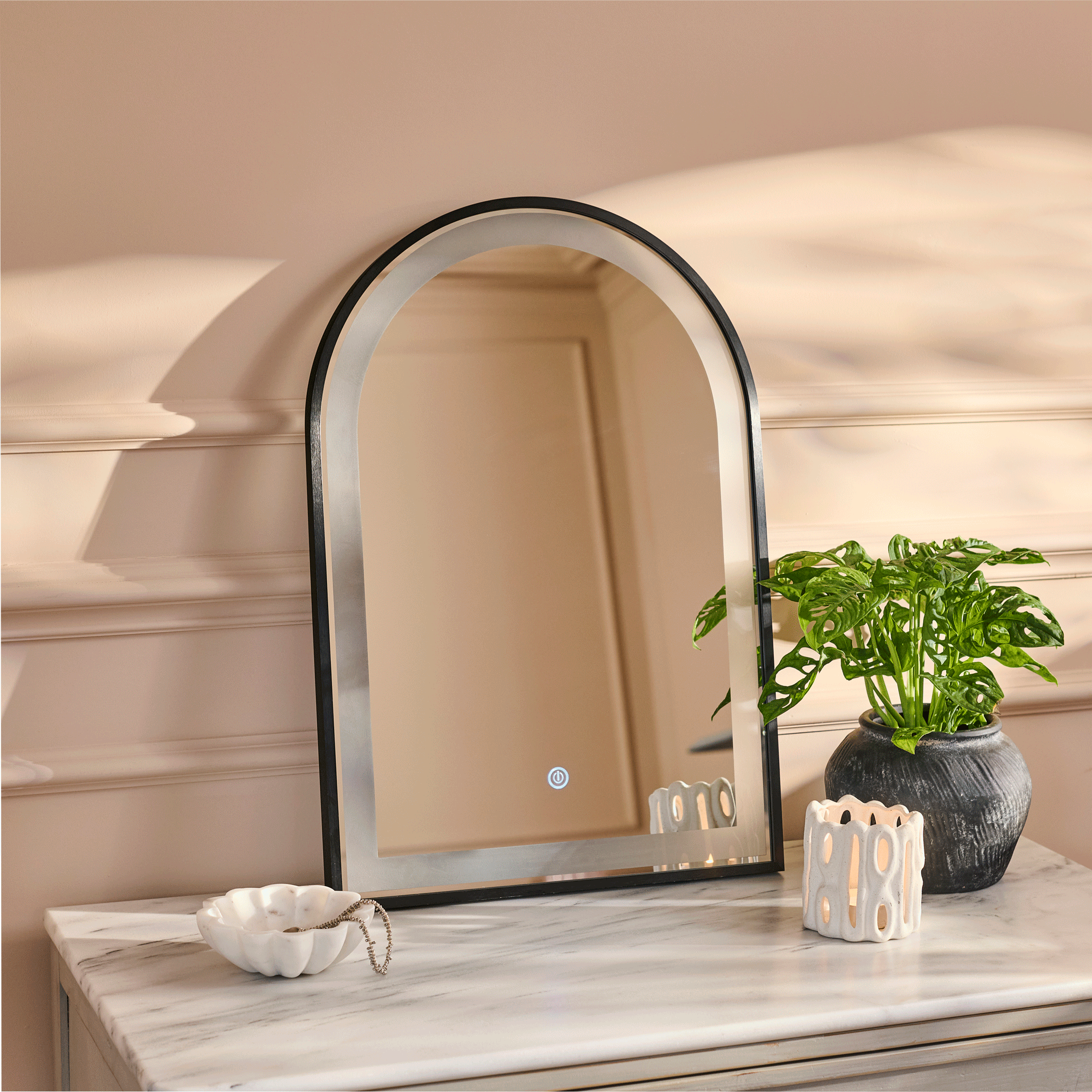 ingham-65x45cm-led-arch-bathroom-mirror-black - Image 2