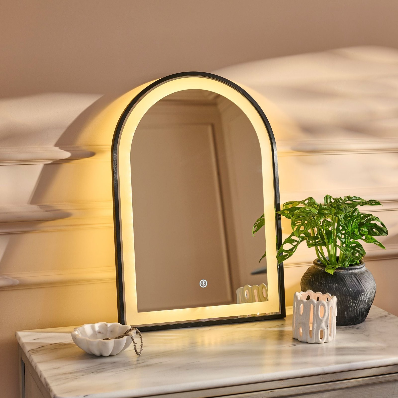 ingham-65x45cm-led-arch-bathroom-mirror-black - Image 4