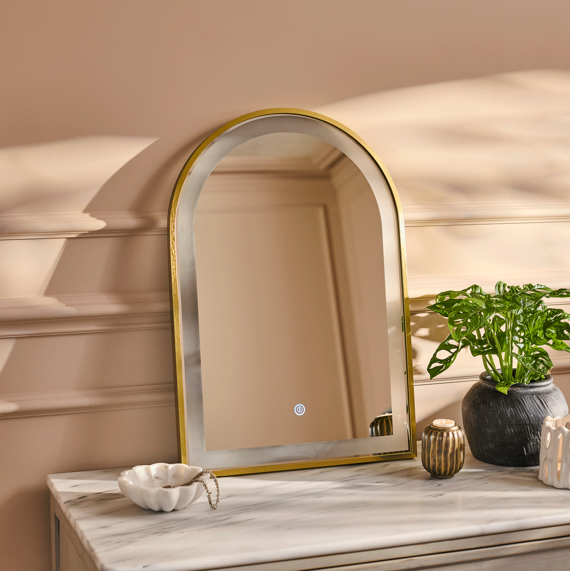 ingham-65x45cm-led-arch-bathroom-mirror-gold - Image 2