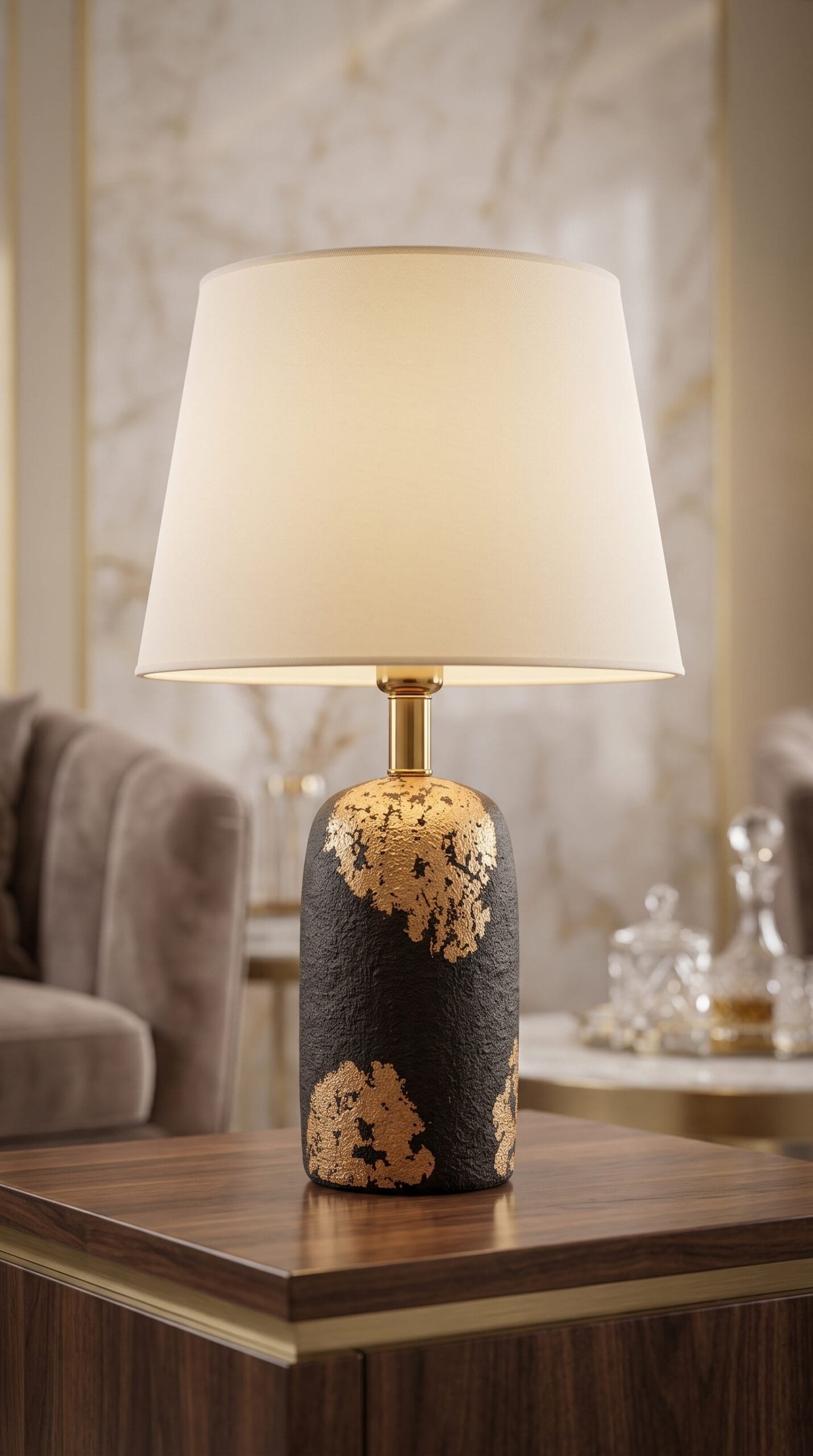 Obsidian Glow Terracotta Lamp (Pair)