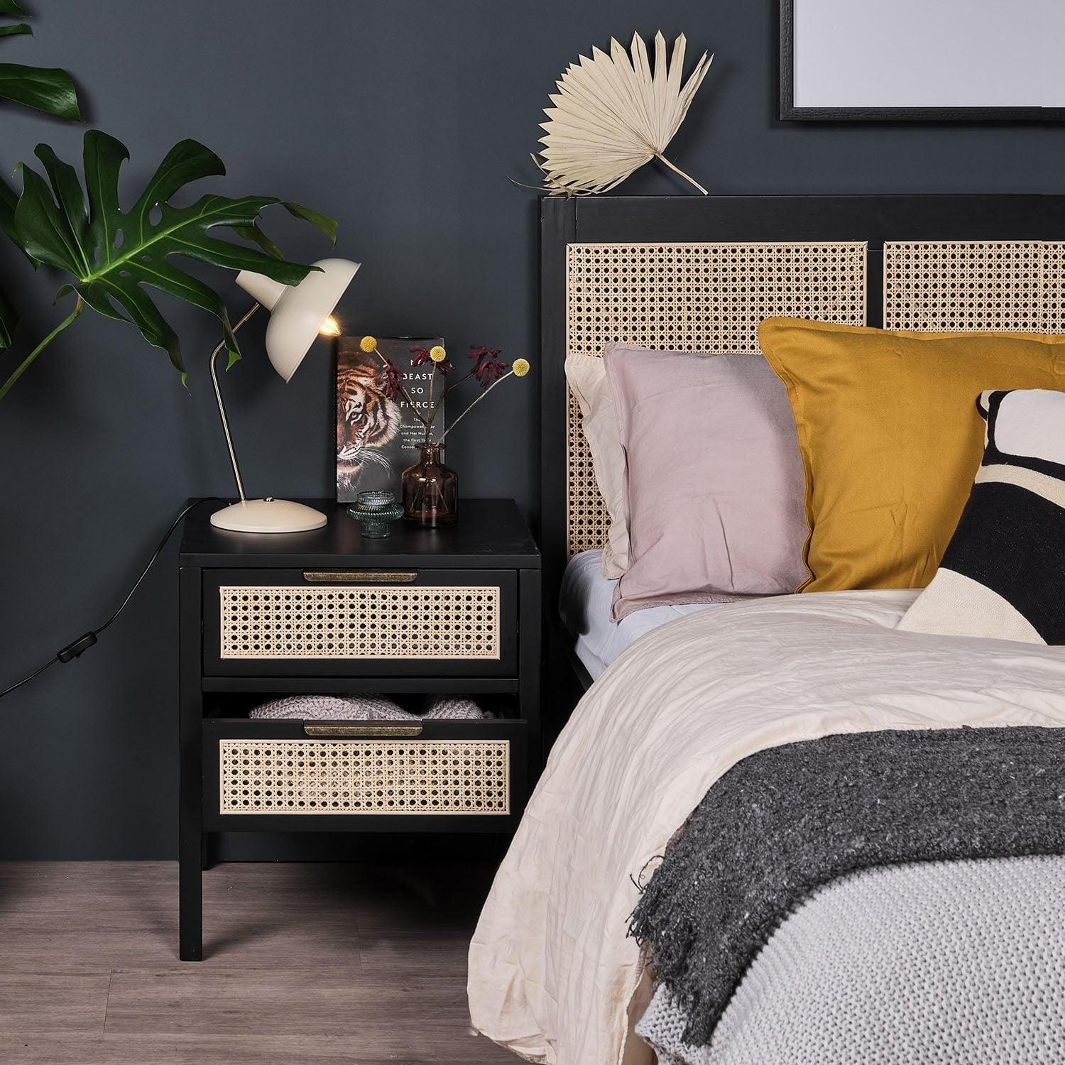 charlie-bedside-table-2-drawer-black-new - Image 2