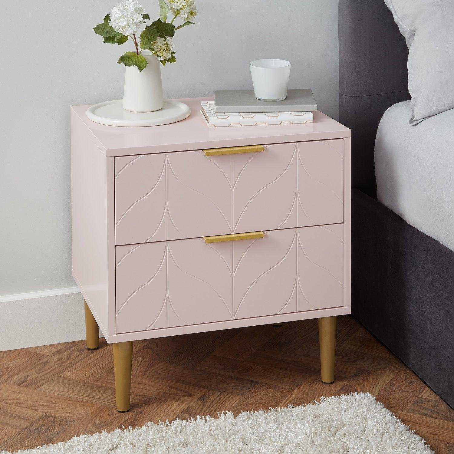 gloria-bedside-table-pale-pink-and-brass-effect - Image 2