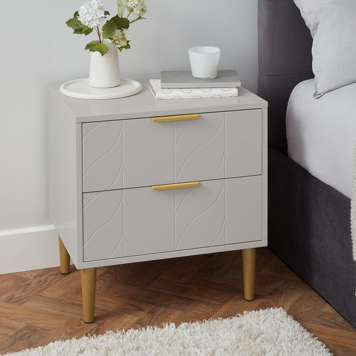 gloria-bedside-table-grey-and-brass-effect - Image 2