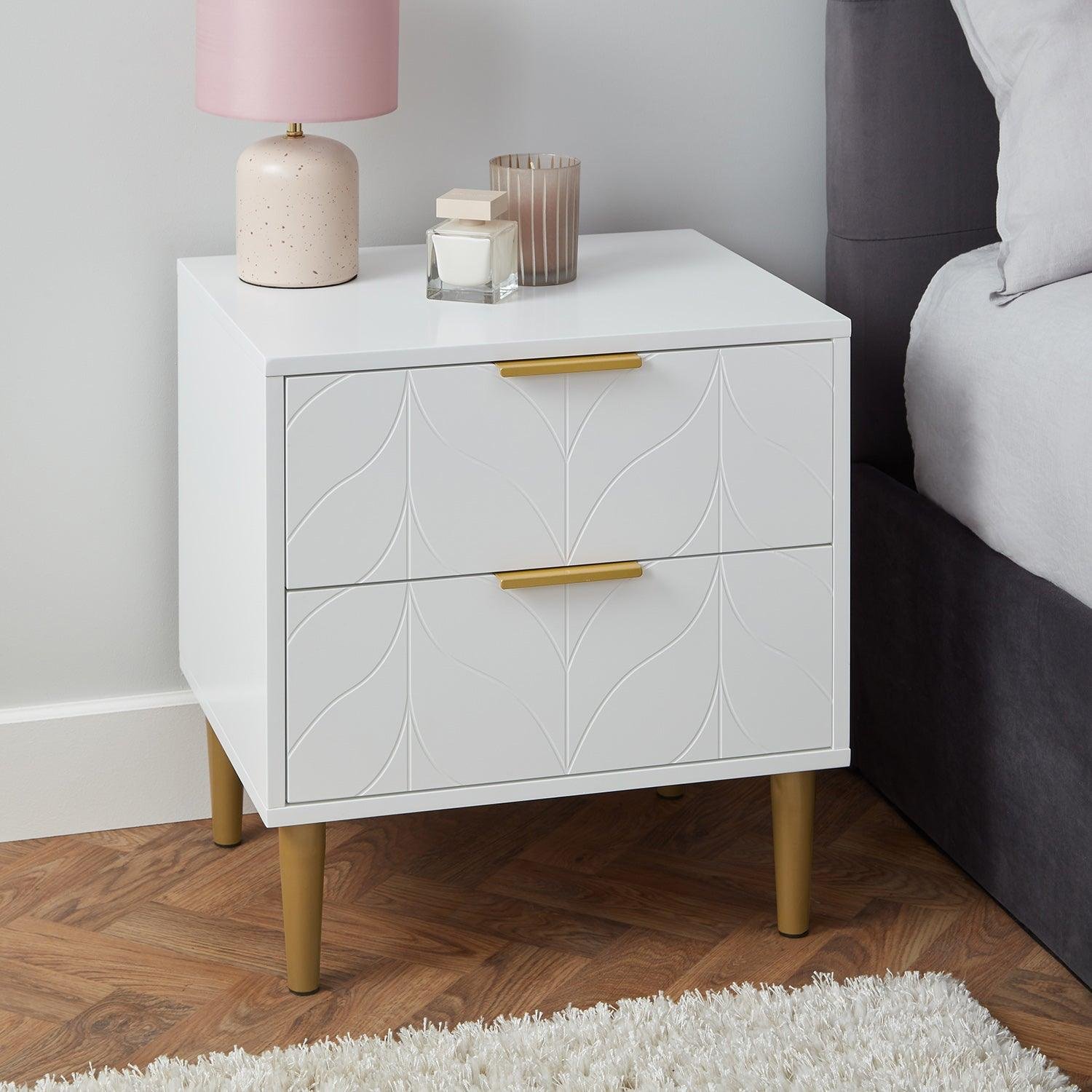 gloria-bedside-table-white-and-brass-effect - Image 2