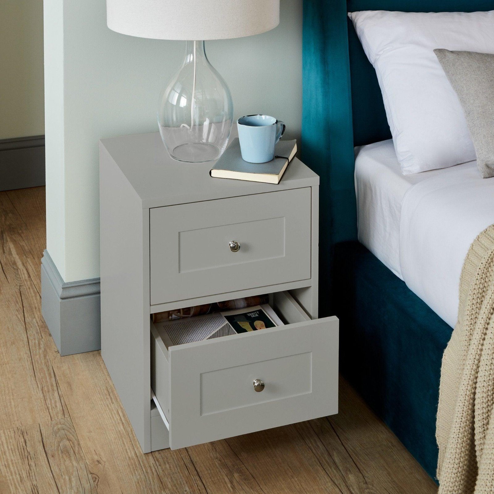 stevie-two-drawer-shaker-style-bedside-table-grey - Image 4