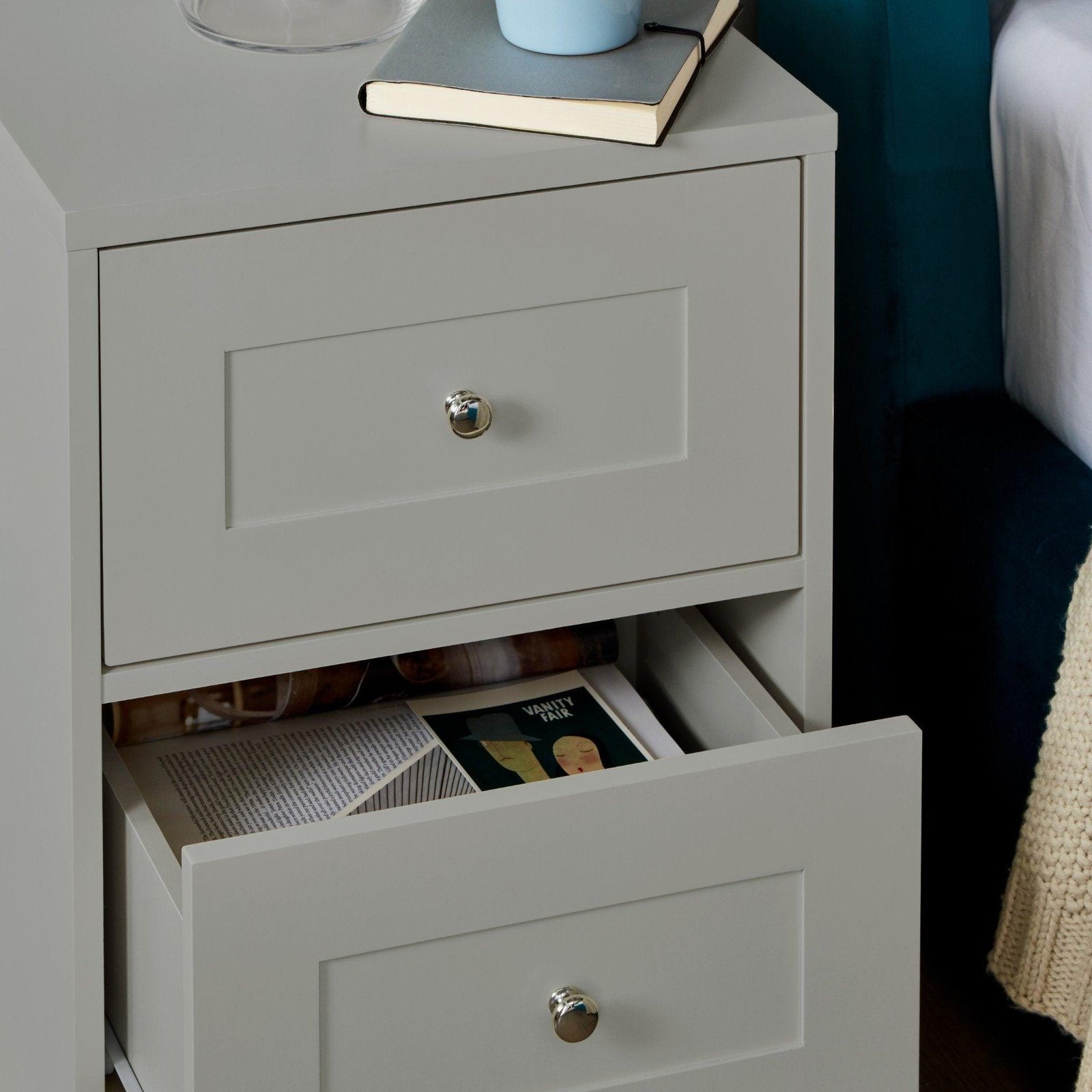stevie-two-drawer-shaker-style-bedside-table-grey - Image 2